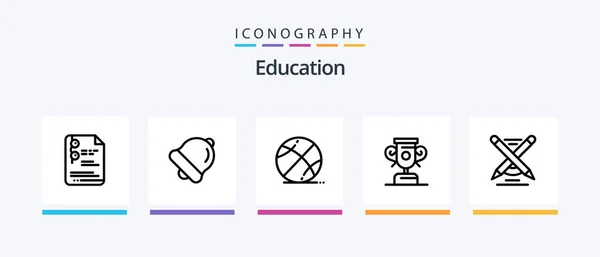 Education Line Icon Pack Including Magnet Geometrical Education Pencil Creative — Wektor stockowy
