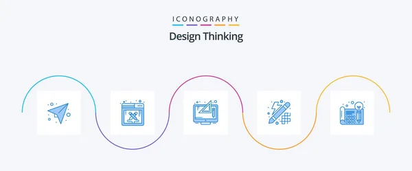 Design Thinking Blue Icon Pack Включая Креативный Инновации Творческий Дизайн — стоковый вектор