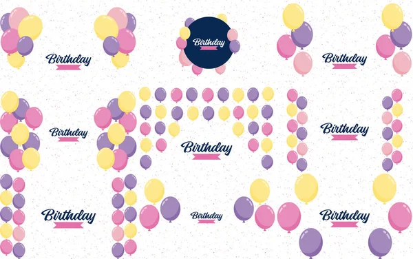 Happy Birthday Bold Geometric Font Pattern Birthday Candles Background — Vetor de Stock
