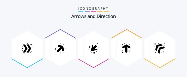 Arrow Glyph Icon Pack Including Left Left Direction — Wektor stockowy