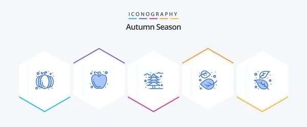 Autumn Blue Icon Pack Including Ash Nature Autumn Linden Autumn — Vettoriale Stock