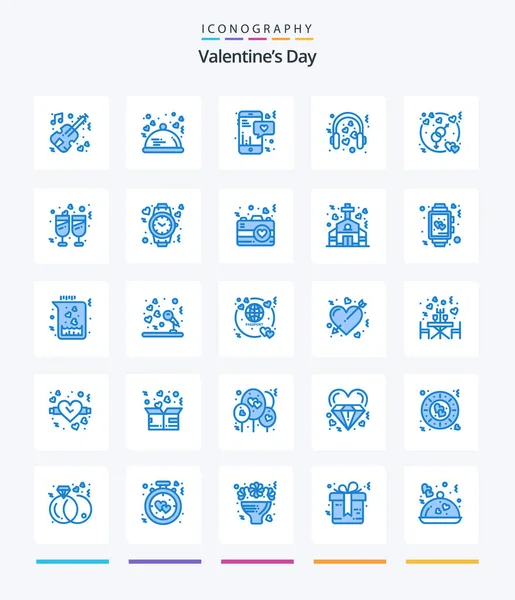 Creative Valentines Day Blue Icon Pack Wedding Loving Romantic Love — Wektor stockowy