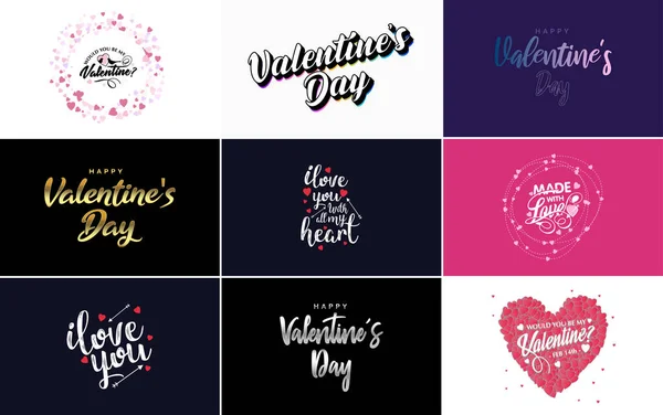 Happy Valentine Day Greeting Card Template Romantic Theme Red Color — Stok Vektör