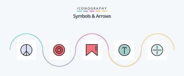 Symbols Arrows Line Filled Flat Icon Pack Including Symbols Flag — Stockový vektor