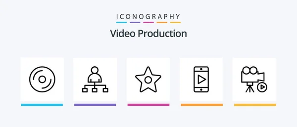 Video Production Line Icon Pack Including Photo Light Media Clock — Stock Vector