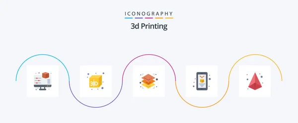 Printing Flat Icon Pack Including Box Smartphone Printing — Stockvector