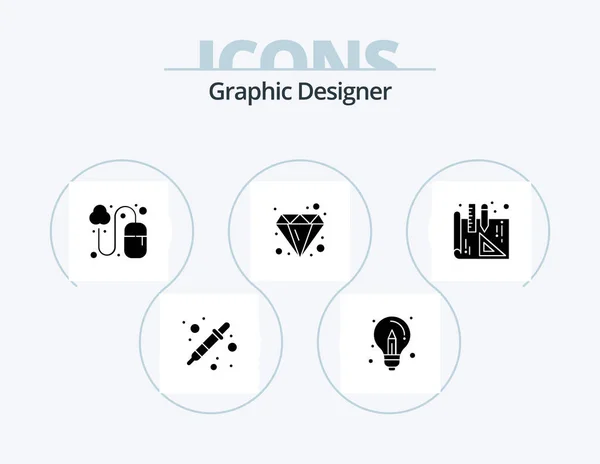 Graphic Designer Glyph Icon Pack Icon Design Blueprints Diamond Idea — Stock Vector