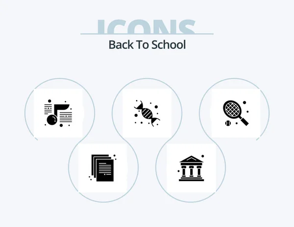 Back School Glyph Icon Pack Icon Design Sport Genetic Note — Stok Vektör