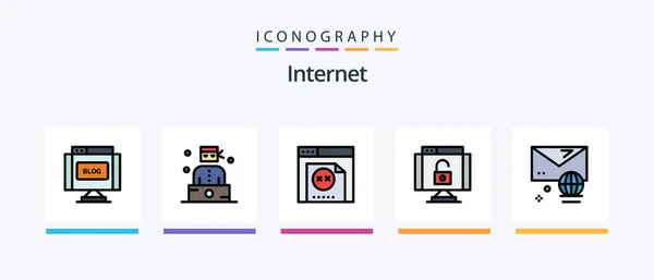 Internet Line Filled Icon Pack Including Lock Wifi Connection Signal — Stockvektor