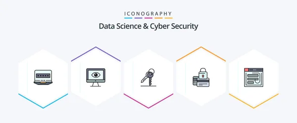Data Science Cyber Security Filledline Icon Pack Including Payment Card — Stockvector