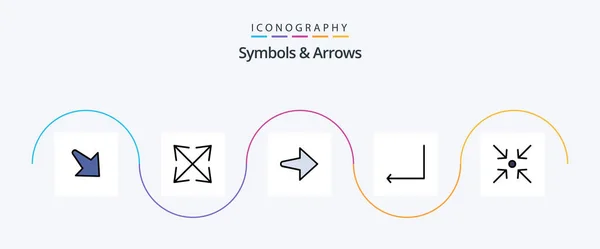Symbols Arrows Line Filled Flat Icon Pack Including Arrow Collapse — Διανυσματικό Αρχείο