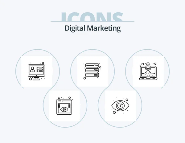 Digital Marketing Line Icon Pack Icon Design Reward Invest Book — Stock Vector