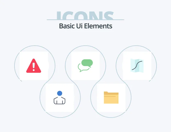 Basic Elements Flat Icon Pack Icon Design Navigation Map Danger — Διανυσματικό Αρχείο