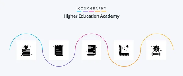 Academy Glyph Icon Pack Including Study Education Audit Academy Measure — Image vectorielle