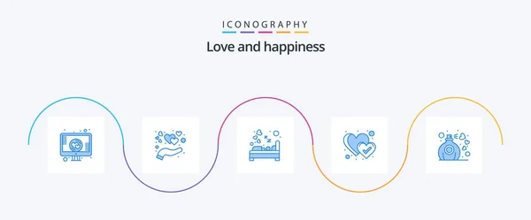Love Blue Icon Pack Including Love Bedroom Heart Sleep — Archivo Imágenes Vectoriales