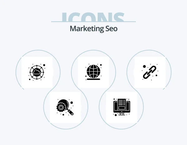 Marketing Seo Glyph Icon Pack Icon Design Logical Linking Link — Stockvector