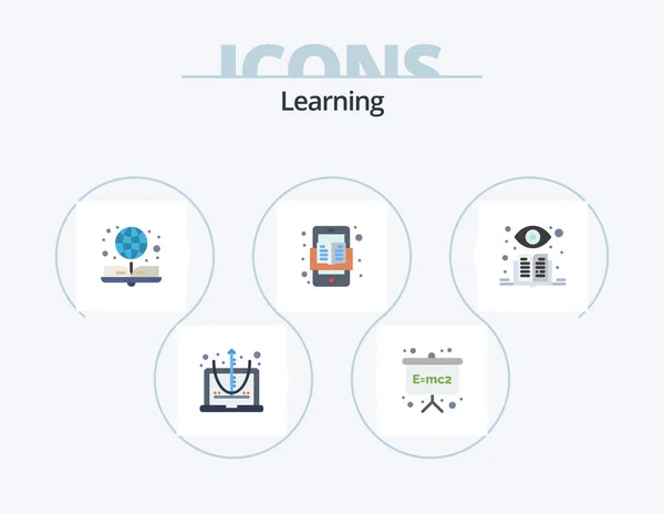 Learning Flat Icon Pack Icon Design Supervised Learning Learning Book — Stok Vektör