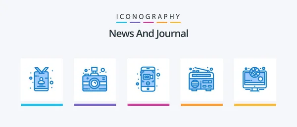 News Blue Icon Pack Including Olympic Radio News News Mobile — Image vectorielle