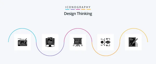 Design Thinking Glyph Icon Pack Including Art File Computer Sales — Archivo Imágenes Vectoriales