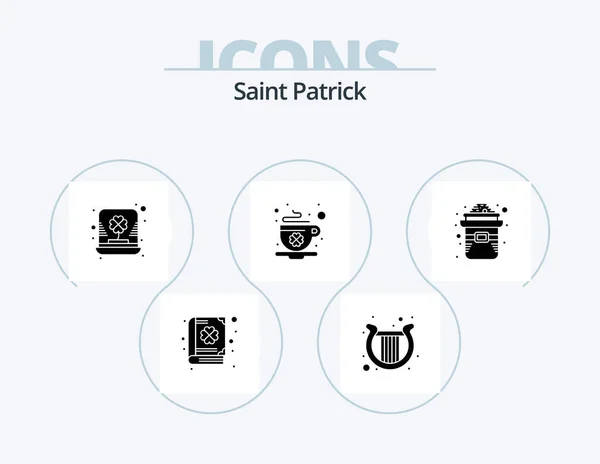 Saint Patrick Glyph Icon Pack Icon Design Day Saint Day — Vetor de Stock