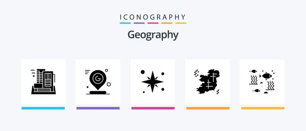 Geo Graphy Glyph Icon Pack Including Location Ireland Location Vacation — Stock Vector