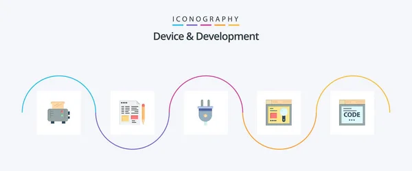 Device Development Flat Icon Pack Including Code Browser Plug Education — 图库矢量图片