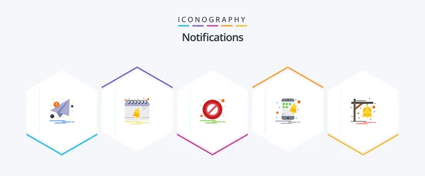 Notifications Flat Icon Pack Including Notification Alarm Notification Smartphone Mobile — Wektor stockowy