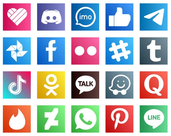 Unique Social Media Icons Facebook Google Photo Messenger Icons Creative — Stockvector