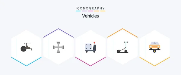 Vehicles Flat Icon Pack Including Important Transport Wrench Sport Truck — Stock vektor