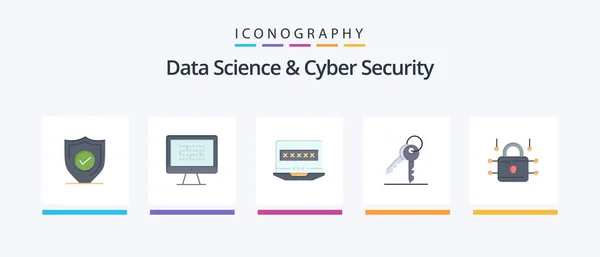 Data Science Cyber Security Flat Icon Pack Including Room Keys — Vettoriale Stock