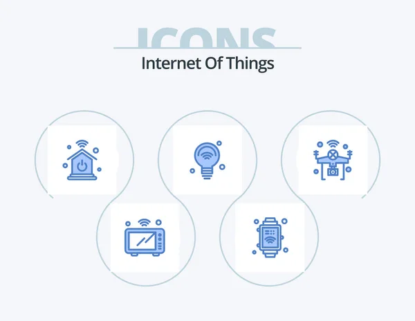 Internet Things Blue Icon Pack Icon Design Internet Wifi Home — Wektor stockowy