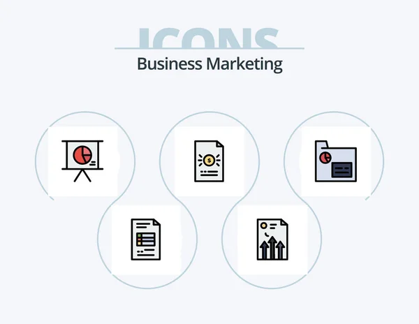 Business Marketing Line Filled Icon Pack Icon Design Marketing Business — Image vectorielle