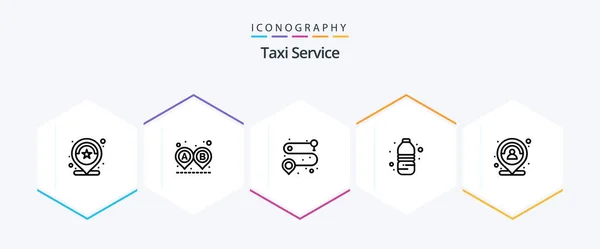 Taxi Service Line Icon Pack Including Location Drink Ride Water — Wektor stockowy