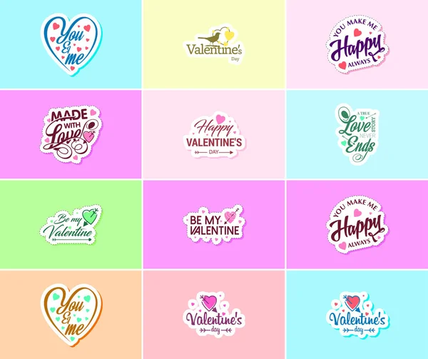 Valentine Day Time Love Beautiful Visual Stickers — Vector de stock