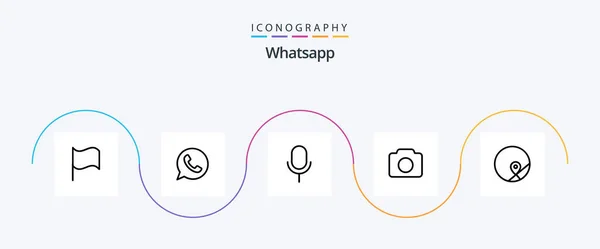 Whatsapp Line Icon Pack Including Location Basic Microphone Image — Διανυσματικό Αρχείο