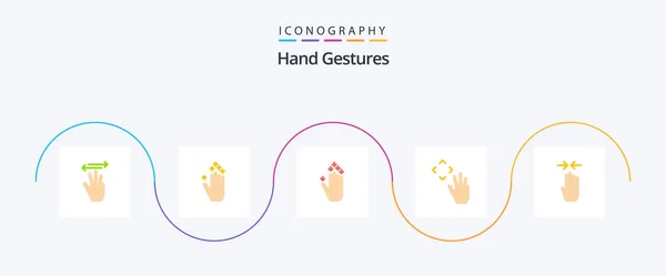 Hand Gestures Flat Icon Pack Including Four Finger Croup Gesture — Stockvector