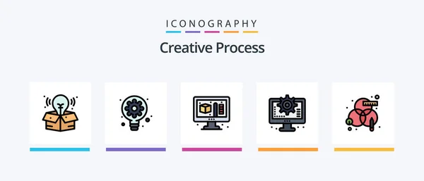Creative Process Line Filled Icon Pack Including View Process Process — Image vectorielle