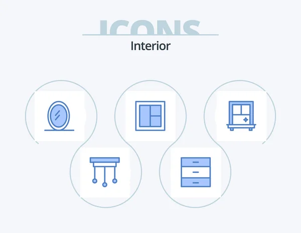 Interior Blue Icon Pack Icon Design Window Interior Wooden Interior — Image vectorielle
