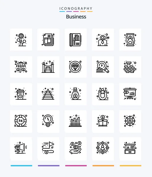 Creative Business Outline Icon Pack Timer Deadline Annual Report Person — Image vectorielle