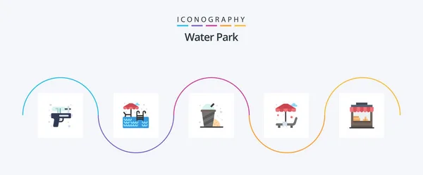 Аквапарк Flat Icon Pack Including Парк Парк Вода Сад — стоковый вектор