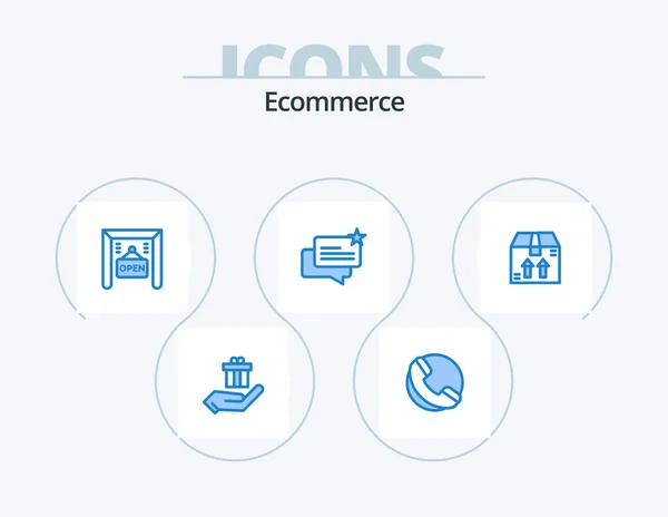 Ecommerce Blue Icon Pack Icon Design Ecommerce Open Box Online — Stok Vektör