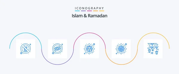 Islam Ramadan Blue Icon Pack Including Islam Muslim Hide Halal — Stockvektor