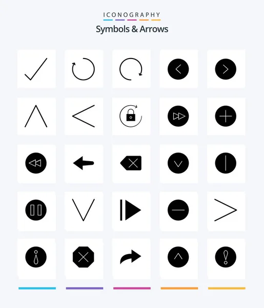 Creative Symbols Arrows Glyph Solid Black Icon Pack Previous Arrow — Stockový vektor