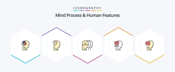 Mind Process Human Features Filledline Icon Pack Including Dialog Head — Vector de stock