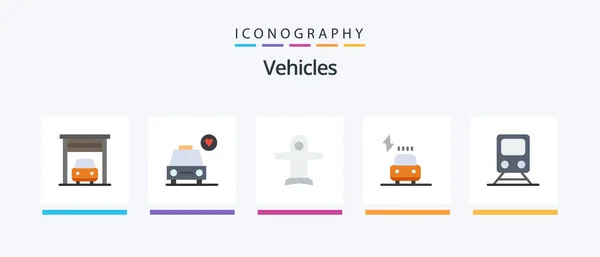 Vehicles Flat Icon Pack Including Transportation Railway Transport Rail Electric — Archivo Imágenes Vectoriales
