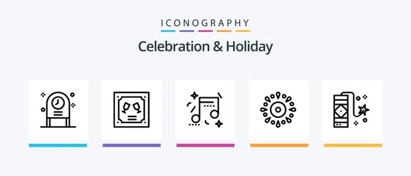 Celebration Holiday Line Icon Pack Including Travel Holiday Holiday Wedding — Διανυσματικό Αρχείο