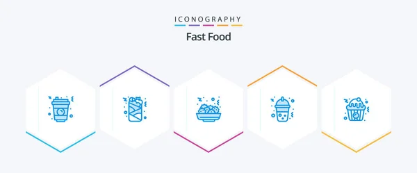 Fast Food Blue Icon Pack Including Food Salad Cupcake Fast — Stockvektor