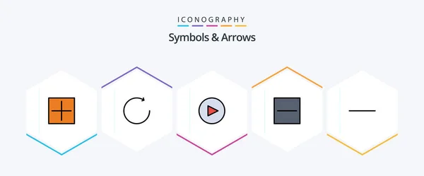 Symbols Arrows Filledline Icon Pack Including Play Subtract — Wektor stockowy