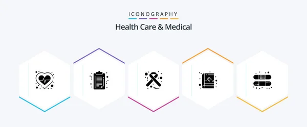 Health Care Medical Glyph Icon Pack Including Bandage Aid Hiv — Stock vektor