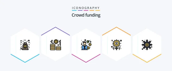 Crowdfunding Filledline Icon Pack Including Black Hole Tasks Businessman Project — Stockvector